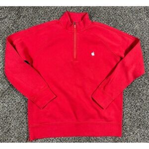Apple Employee Mens Large Red Store Employee Sweatshirt 1/4 Zip Pullover Sweater